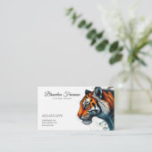 Carte De Visite Tigre orange élégant avec tatouage Feuille (Debout devant)