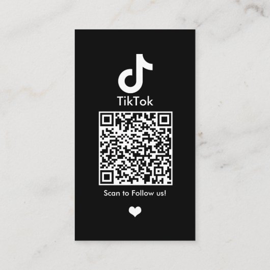 Carte De Visite TikTok Black Social Media Code QR (Dos)