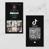 Carte De Visite TikTok Black Social Media Code QR (Devant / Derrière)