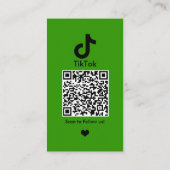 Carte De Visite TikTok Custom Green QR Code Social Media (Dos)