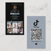 Carte De Visite TikTok Dusty Blue Social Media QR Code (Devant / Derrière)