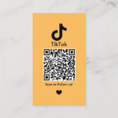 Carte De Visite TikTok Peach Social Media QR Code (Dos)