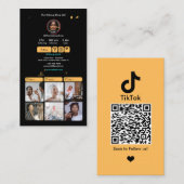 Carte De Visite TikTok Peach Social Media QR Code (Devant / Derrière)