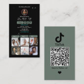 Carte De Visite TikTok Sage Green Social Media QR Code (Devant / Derrière)