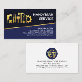 Carte De Visite Tilting Gold Line Blue Shades Handyman (Devant / Derrière)