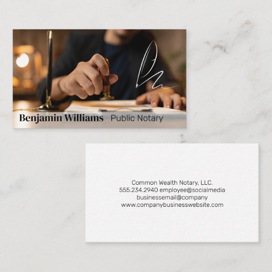 Carte De Visite Timbre d'approbation des documents publics | Notai (Devant / Derrière)