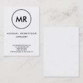 Carte De Visite Timbre noir de qualité Monogramme unique (Devant / Derrière)