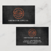 Carte De Visite Timbre orange rustique sur construction en bois no (Devant / Derrière)
