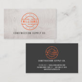Carte De Visite Timbre orange rustique sur la construction de grai (Devant / Derrière)