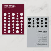 Carte De Visite Time Travel v1.2 - White on Dark Red 65001d (Devant / Derrière)