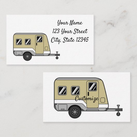 Carte De Visite Tiny Tan Caravan Camper Thunder_Cove  (Devant / Derrière)