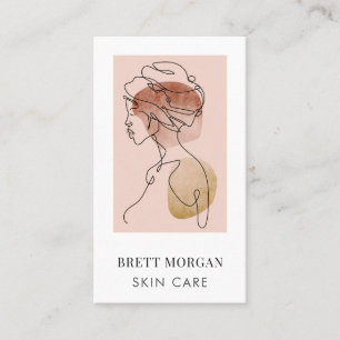 Carte De Visite Tirage à la main et aquarelle visage de la femme s