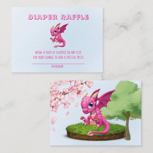 Carte De Visite Tirage de couche bébé Dragon Rose Mignon Shower po (Devant / Derrière)