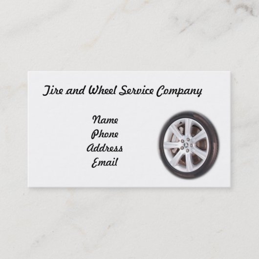 Carte De Visite Tire et Wheel Service Company (Devant)