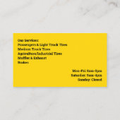 Carte De Visite Tire Service Business Card Template (Dos)