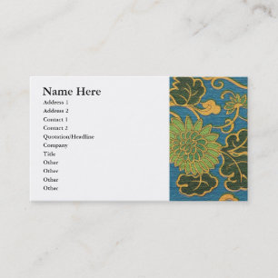 Carte De Visite Tissu bleu floral asiatique