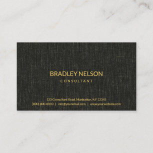 Carte De Visite Tissu de lin minimaliste noir professionnel