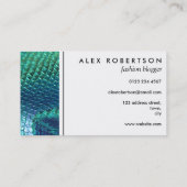 Carte De Visite Tissu d'échelle de sirène de bleu et de vert de (Dos)