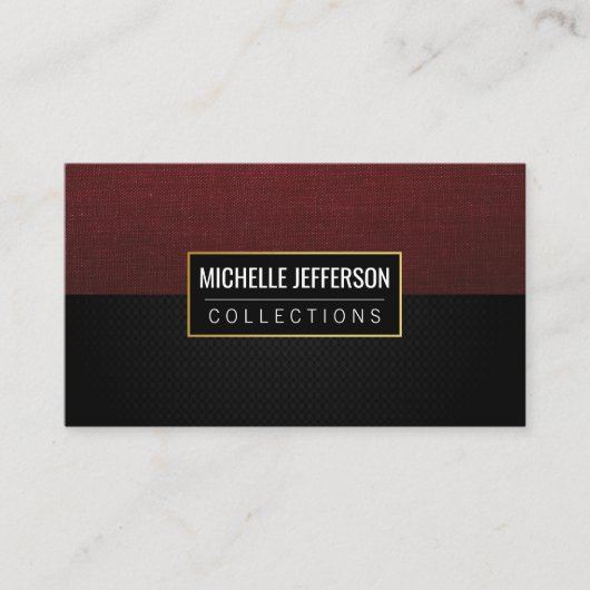 Carte De Visite Tissu en toile rouge | Maillage noir (Devant)