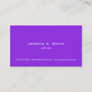 Carte De Visite Tissu floral brodé violet élégant texture