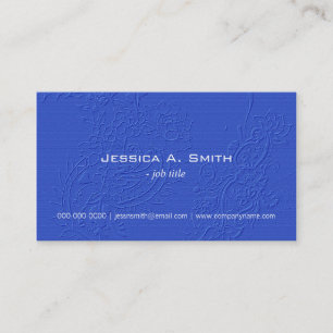 Carte De Visite Tissu floral élégant bleu brodé texture