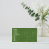 Carte De Visite Tissu vert (Debout devant)