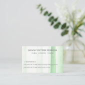 Carte De Visite Tissu vert couture de mode créatrice (Debout devant)