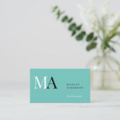Carte De Visite Titre et informations de monogramme DIY, Noir Blan (Debout devant)