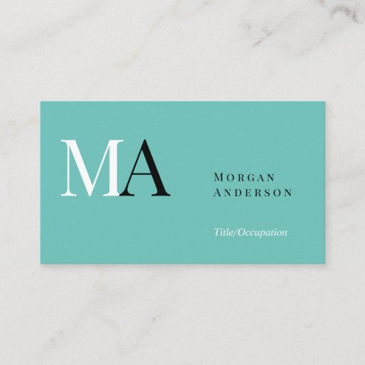 Carte De Visite Titre et informations de monogramme DIY, Noir Blan (Devant)