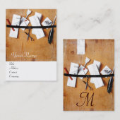 Carte De Visite TITULAIRE DE LETTRE EN BOIS MONOGRAM blanc brun (Devant / Derrière)