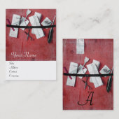 Carte De Visite TITULAIRE DE LETTRE EN BOIS MONOGRAM rouge blanc (Devant / Derrière)