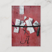 Carte De Visite TITULAIRE DE LETTRE EN BOIS MONOGRAM rouge blanc (Dos)