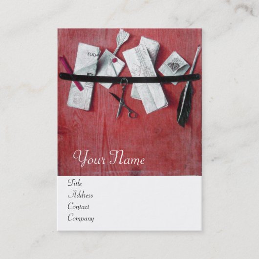 Carte De Visite TITULAIRE DE LETTRE EN BOIS MONOGRAM rouge blanc (Devant)