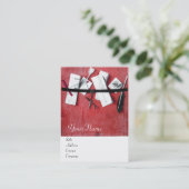 Carte De Visite TITULAIRE DE LETTRE EN BOIS MONOGRAM Rouge Blanc (Debout devant)