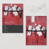 Carte De Visite TITULAIRE DE LETTRE EN BOIS MONOGRAM rouge blanc g (Devant / Derrière)