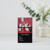 Carte De Visite TITULAIRE DE LETTRE EN BOIS MONOGRAM Rouge Papier  (Debout devant)