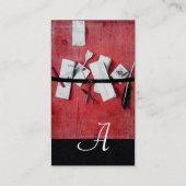 Carte De Visite TITULAIRE DE LETTRE EN BOIS MONOGRAM Rouge Papier  (Dos)