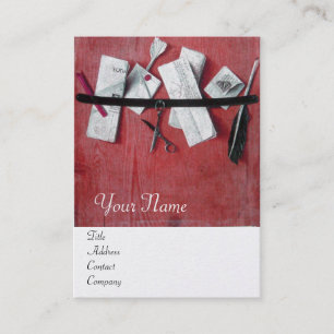 Carte De Visite TITULAIRE DE LETTRE EN BOIS MONOGRAM rouge platine