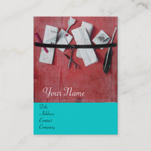 Carte De Visite TITULAIRE DE LETTRE EN MONOGRAM DE BOIS, bleu turq