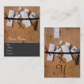 Carte De Visite TITULAIRE DE LETTRE EN MONOGRAM DE BOIS, gris brun (Devant / Derrière)