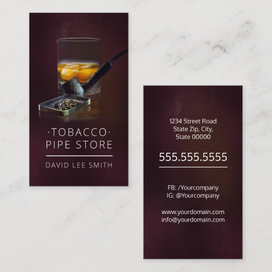 Carte De Visite Tobacco Pipe Store (Devant / Derrière)