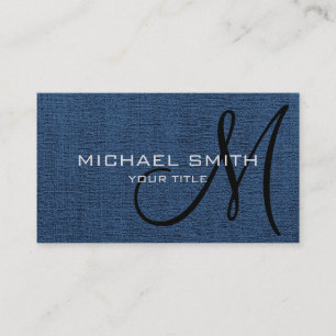 Carte De Visite Toile bleu foncé look Monogramme