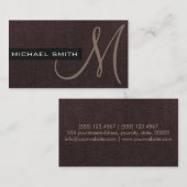 Carte De Visite Toile Brown foncé Monogramme (Devant / Derrière)