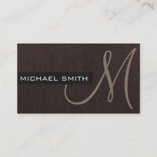 Carte De Visite Toile Brown foncé Monogramme (Devant)