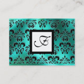 CARTE DE VISITE TOILE DE DOMMASQUE VERT BLEU, MONOGRAMME CARRÉ (Dos)