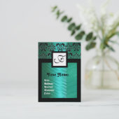 CARTE DE VISITE TOILE DE DOMMASQUE VERT BLEU, MONOGRAMME CARRÉ (Debout devant)