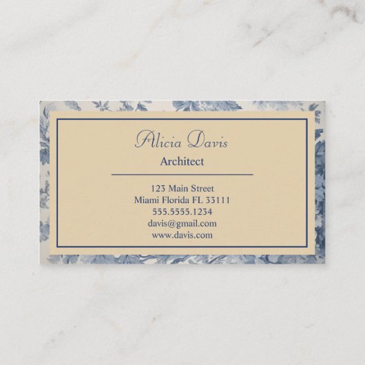 Carte De Visite Toile de Jouy ton nom (Dos)