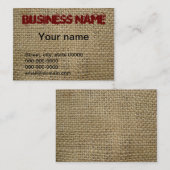Carte De Visite Toile de jute (Devant / Derrière)