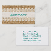 Carte De Visite Toile de jute avec la dentelle sensible - chic (Devant / Derrière)