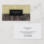 Carte De Visite Toile de jute et texture de bois (Devant / Derrière)